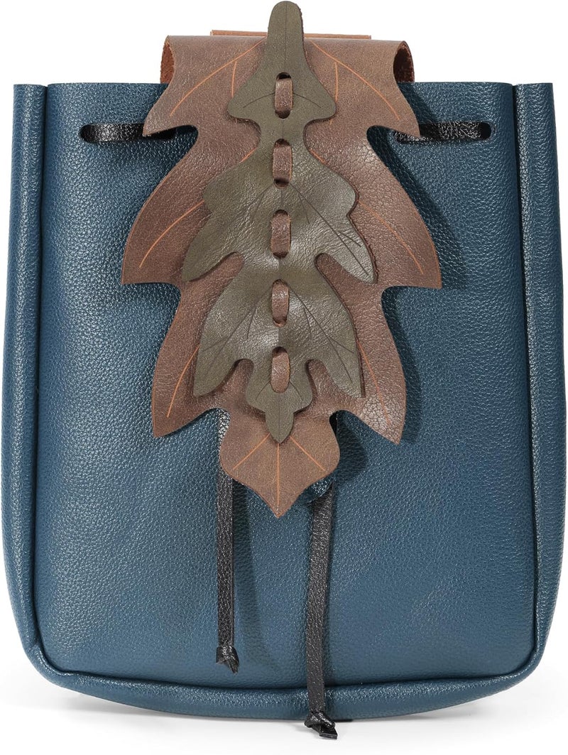 Procos Renaissance Belt Pouch Coins Purse Drawstring PU Leather Leaf Medieval Waist Bag for LARP Ren Faire - Image 5